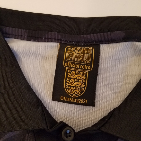 Score Draw Official Men's Retro Football Polo  Shirt Size Large Gray Black - Picture 10 of 12